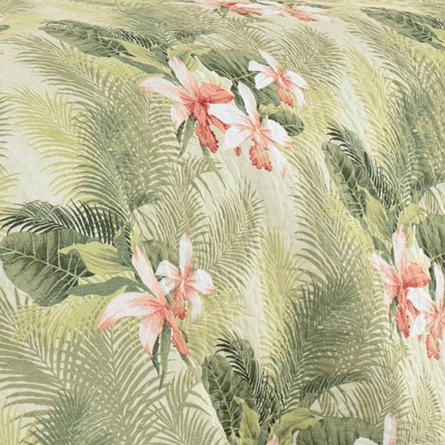 Tropical Orchid Reversible Throw Blanket Palm Green Tommy Bahama