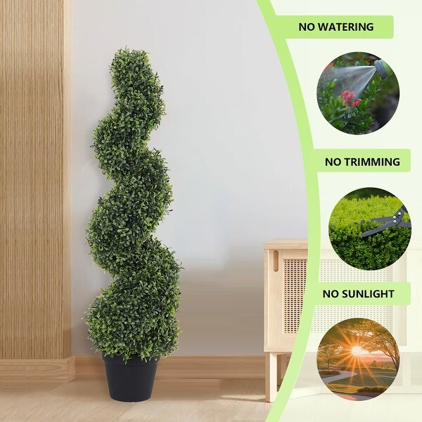 Decorative Bonsai Boxwood Spiral Topiary Artificial Tree Silk Plant For Indoor Outdoor