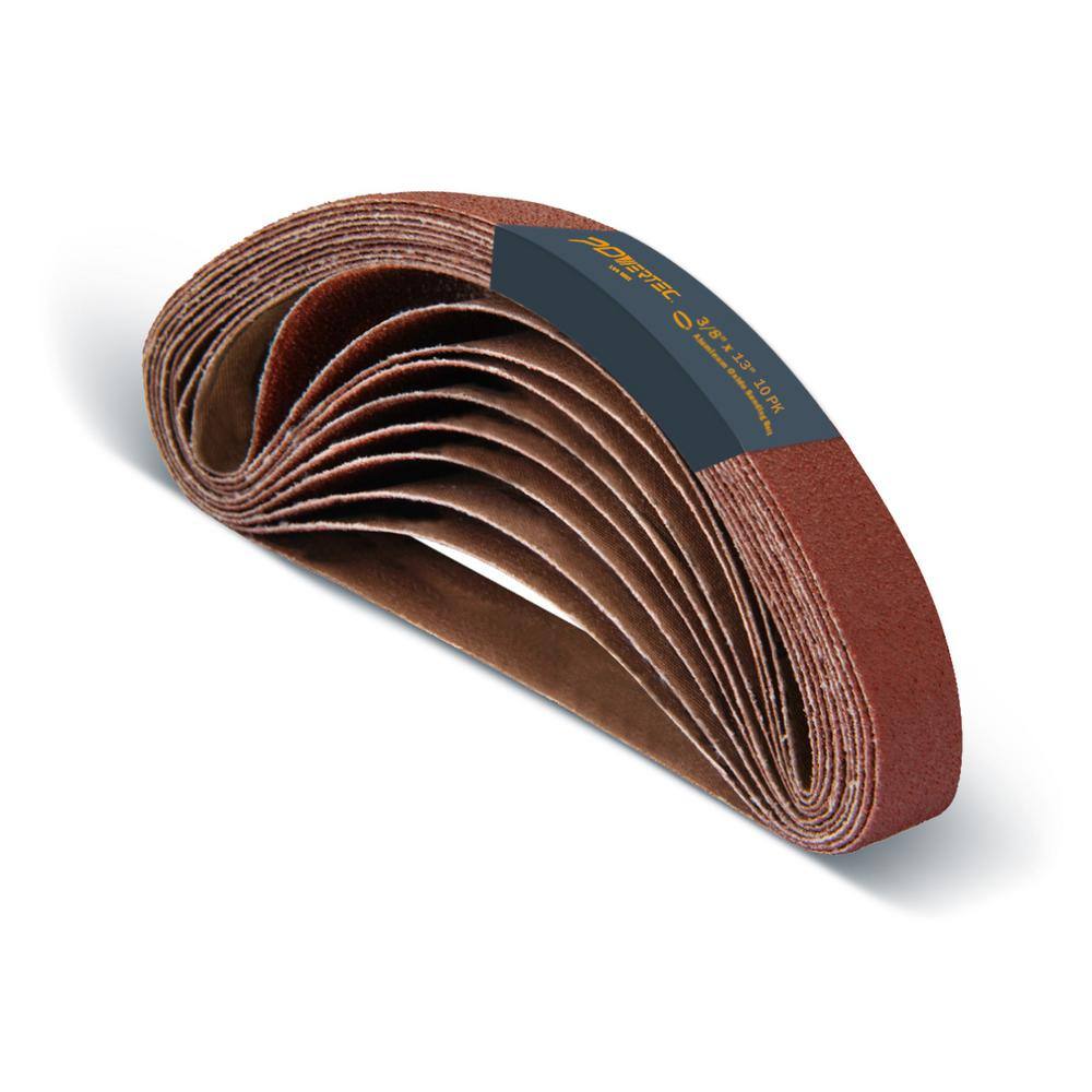 POWERTEC 38 in. x 13 in. 100-Grit Aluminum Oxide Sanding Belt (10-Pack) 401310