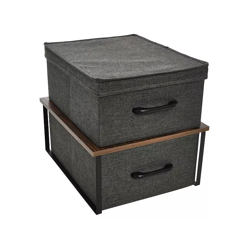 Household Essentials Set of 2 Stacking Storage Boxes with Frame