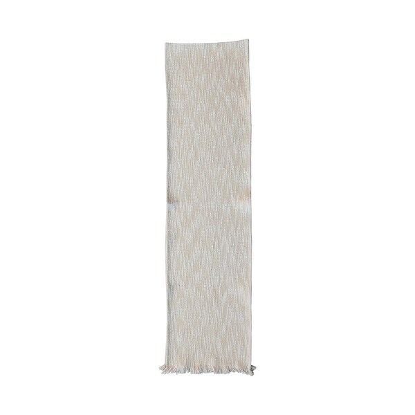 Woven Cotton Slub Table Runner with Thread and Fringe