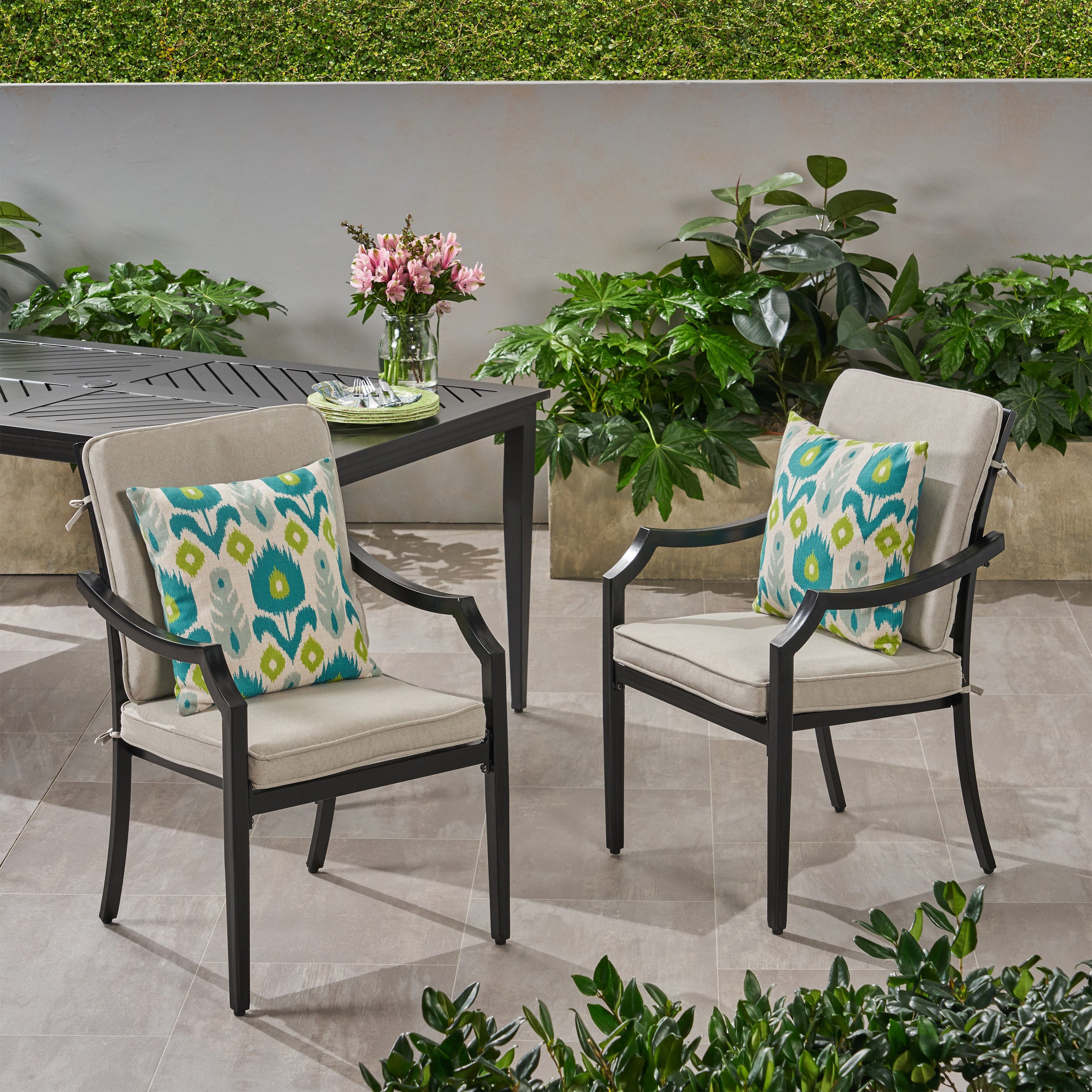 Carlson Diego Outdoor Aluminum Dining Chairs with Cushions (Set of 2)