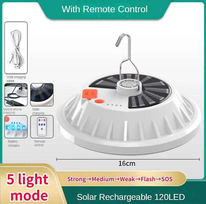 60/120Led solar camping light remote tent lamp