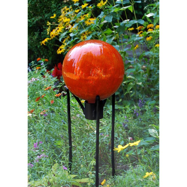 Gazing Globe Ball Stand Spiked Black Powder Coat Finish