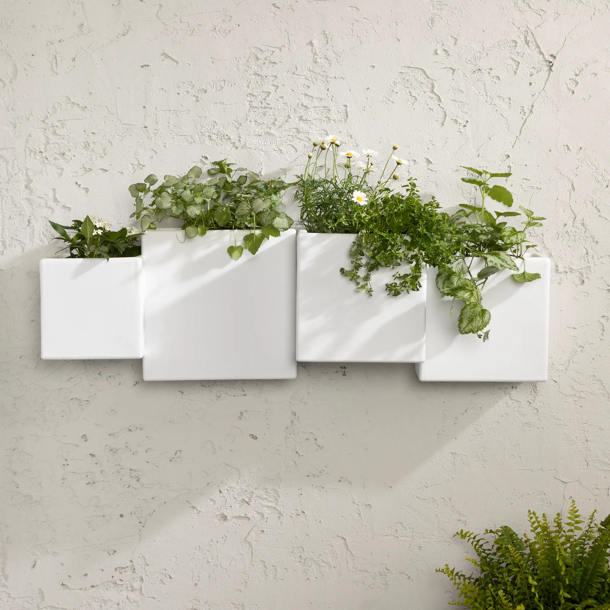 Dalya Set of 2 White Outdoor Wall Planters - South Shore