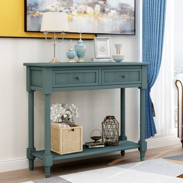 Nestfair Console Table with Drawers and Bottom Shelf