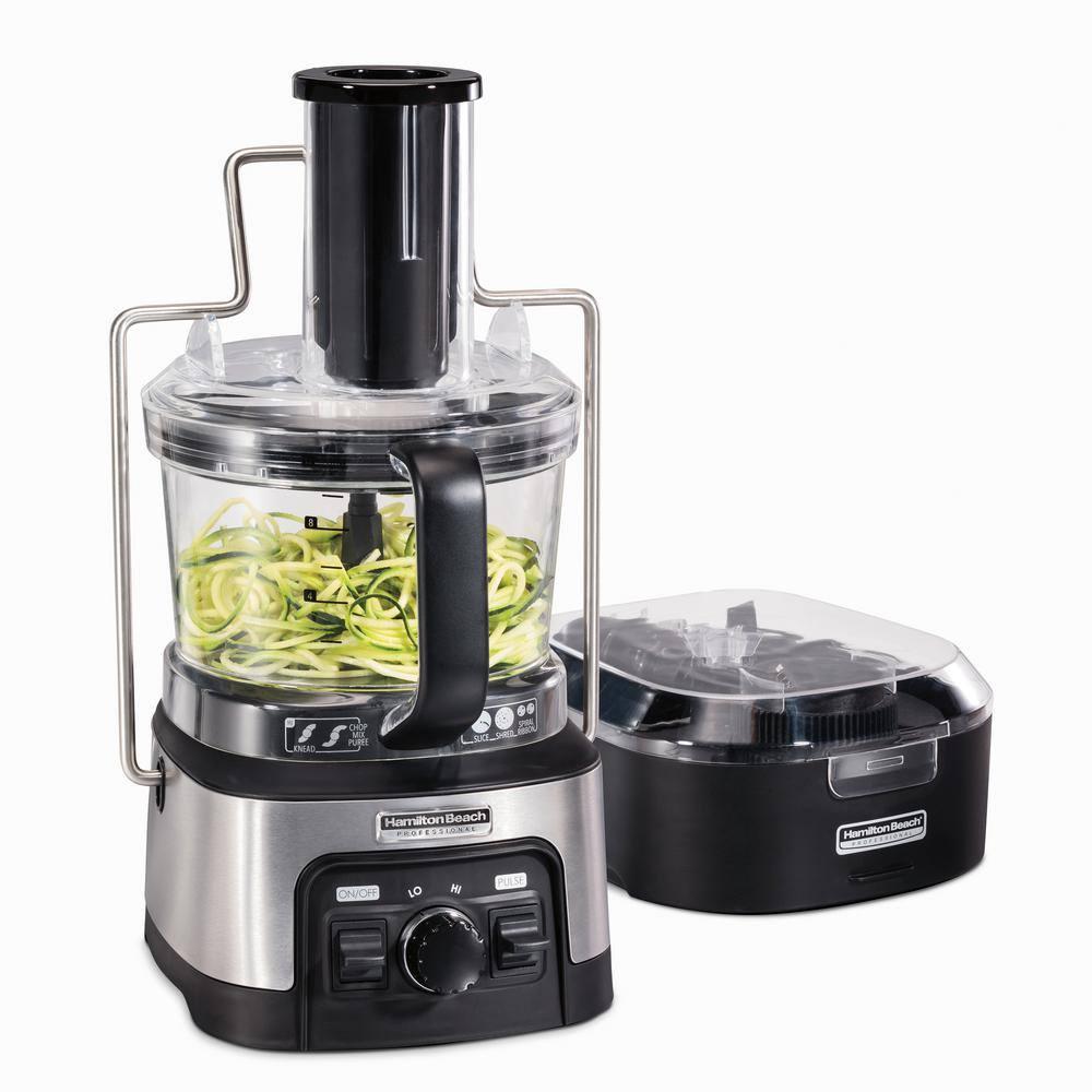 HAMILTON BEACH PROFESSIONAL Stack n Snap 12Cup 3Speed Stainless Steel Food Processor with Spiralizer