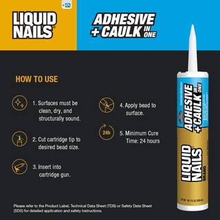 Liquid Nails Adhesive and Caulk in One 10.1 oz. Bright White Interior and Exterior Caulk (12 Pack) LN-150 CP