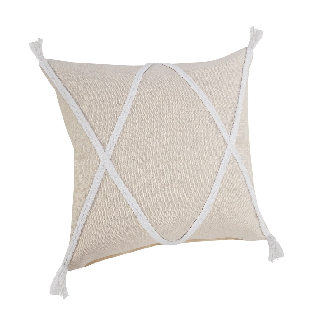 LR Home Coastal Geometric Braided and Tasseled Throw Pillow