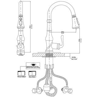 FLG Single-Handle Deck Mount Gooseneck Pull Down Kitchen Faucet with Sprayer and Deckplate Included in Oil Rubbed Bronze LE-0017-ORB