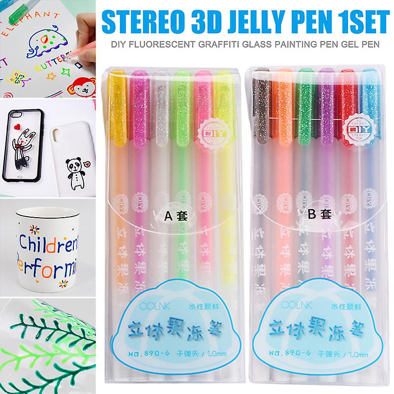 3d Glossy Jelly Ink Pen Set Colorful Diy Fluorescent Graffiti Gel Pen Gift For Kids(a)