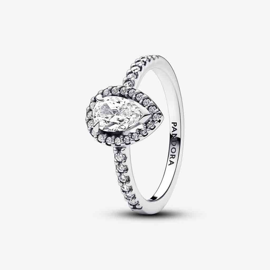 PANDORA  Sparkling Pear Halo Ring in Sterling Silver