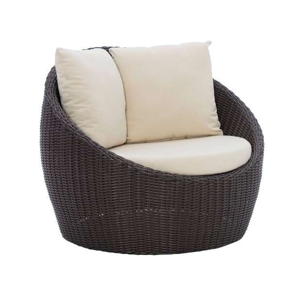 Linon Rylee Snuggle Aluminum amp Rattan Club Chair Brown