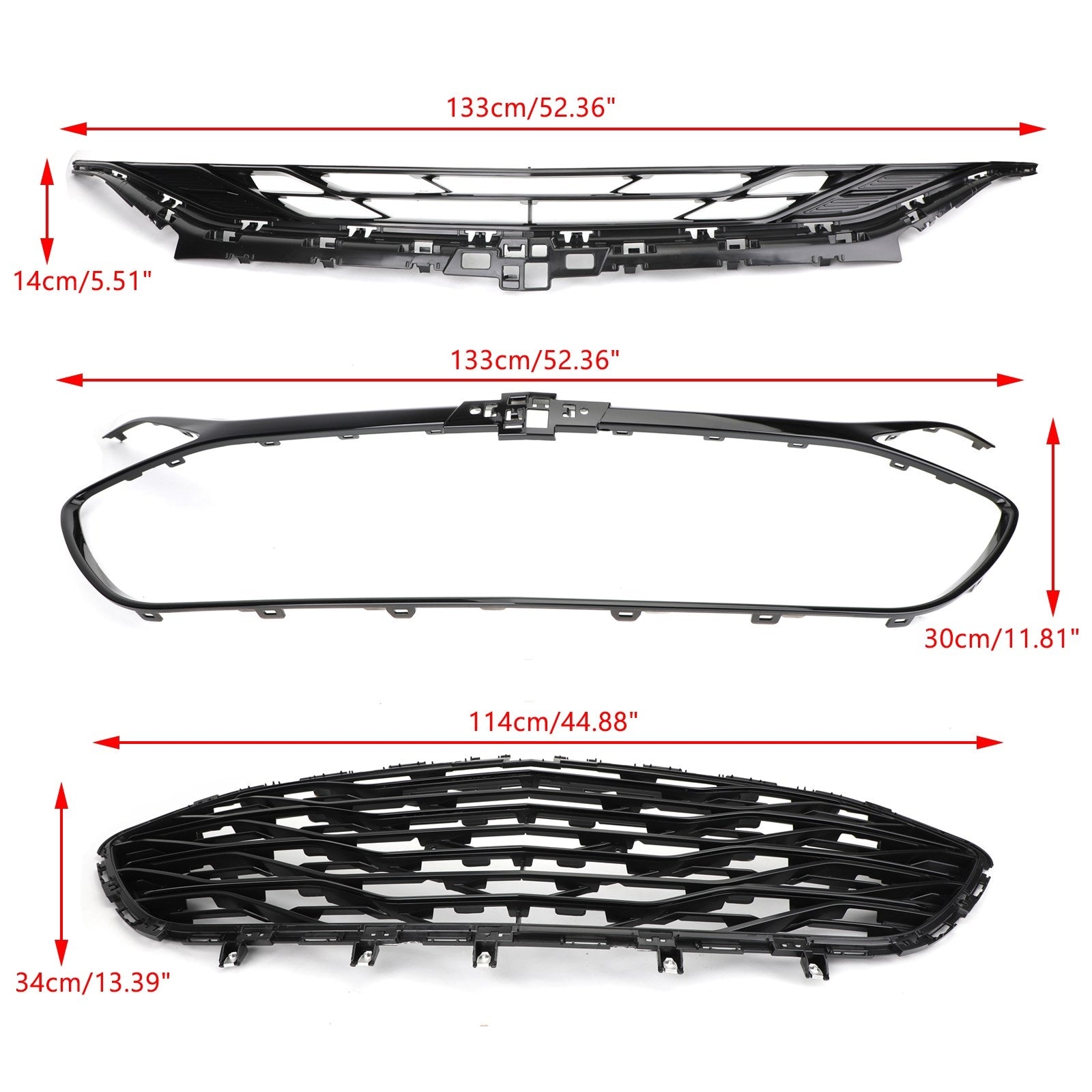 Kojem Front Bumper Grill Upper + Lower Grille for 2019 2020 Chevrolet Malibu Sedan Chrome 3PCS