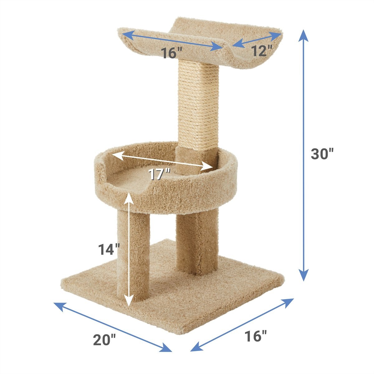 Frisco 30-in Real Carpet Wooden Cat Tree