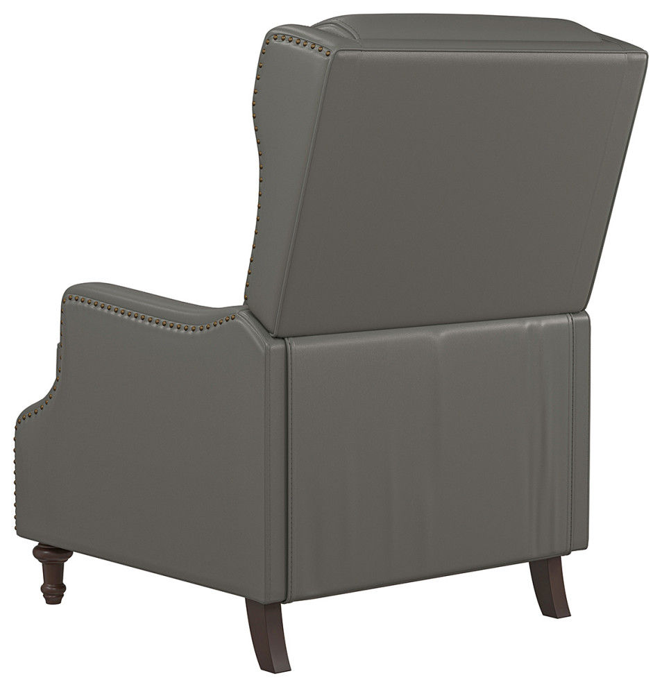 Traditional Genuine Leather Recliner With Nailhead Trims   Traditional   Recliner Chairs   by Karat Home  Houzz