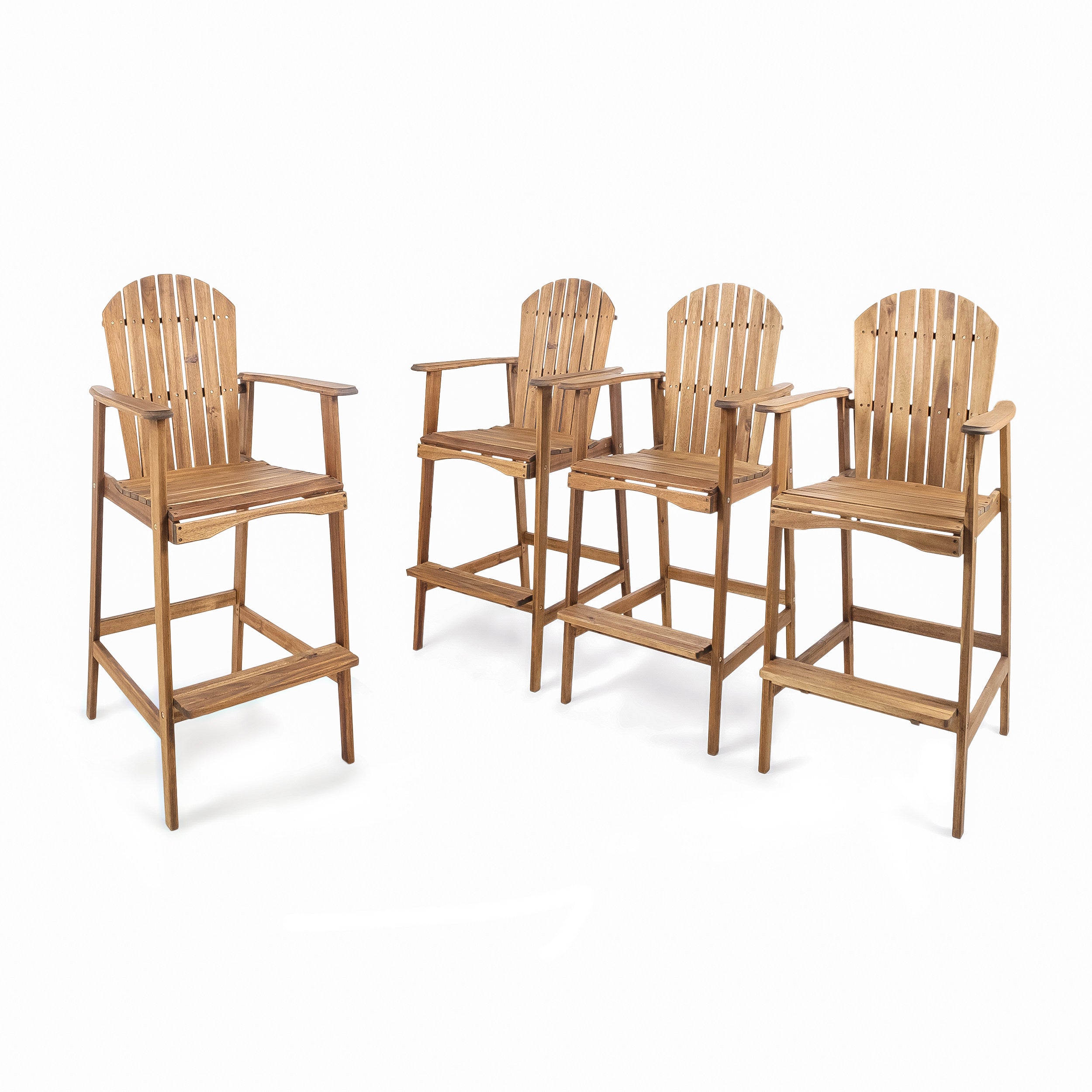 Malibu Outdoor Finished Acacia Wood Adirondack Barstools