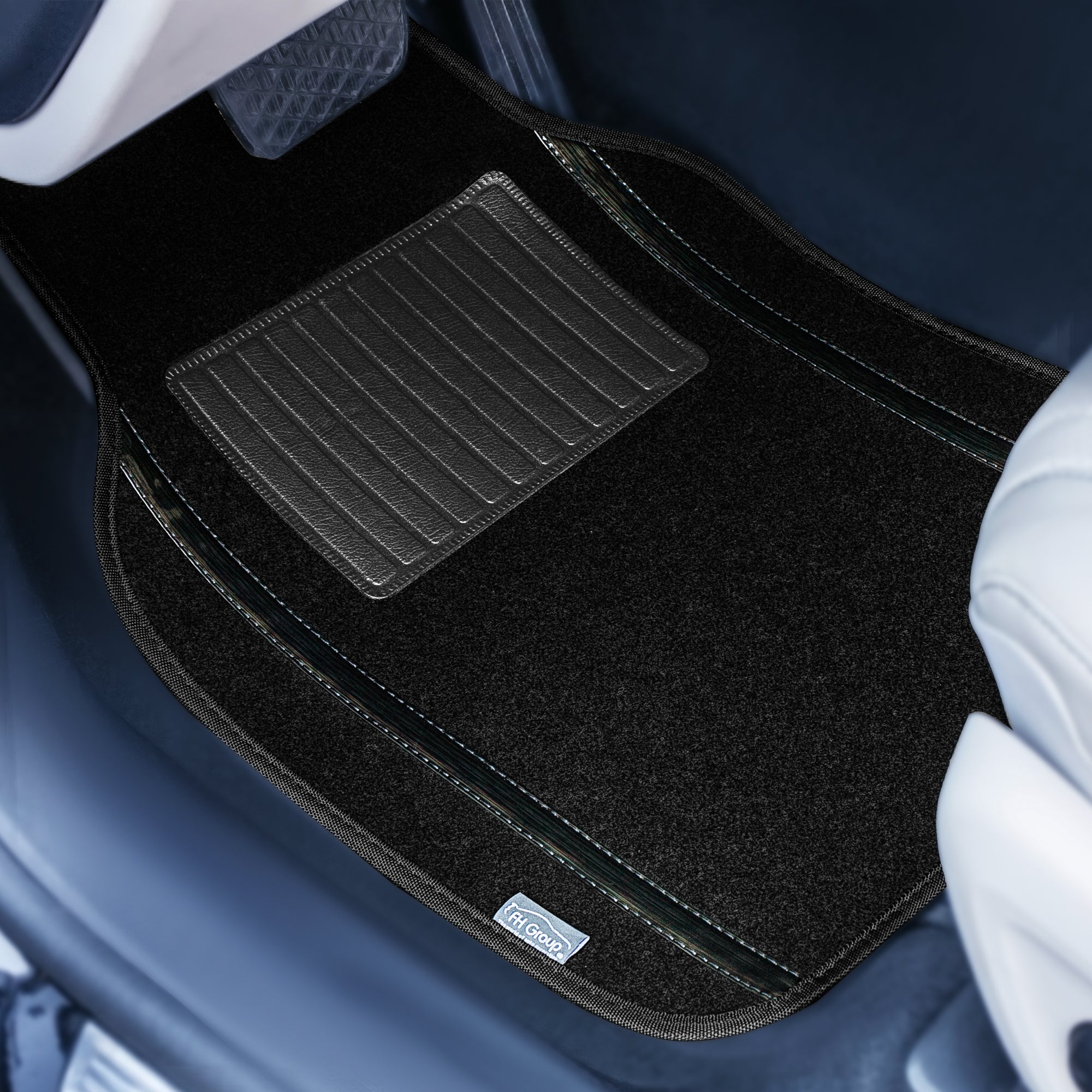 FH Group Galaxy13 4-Piece Carpet Black Car Floor Mats Universal Fit with Air Freshener