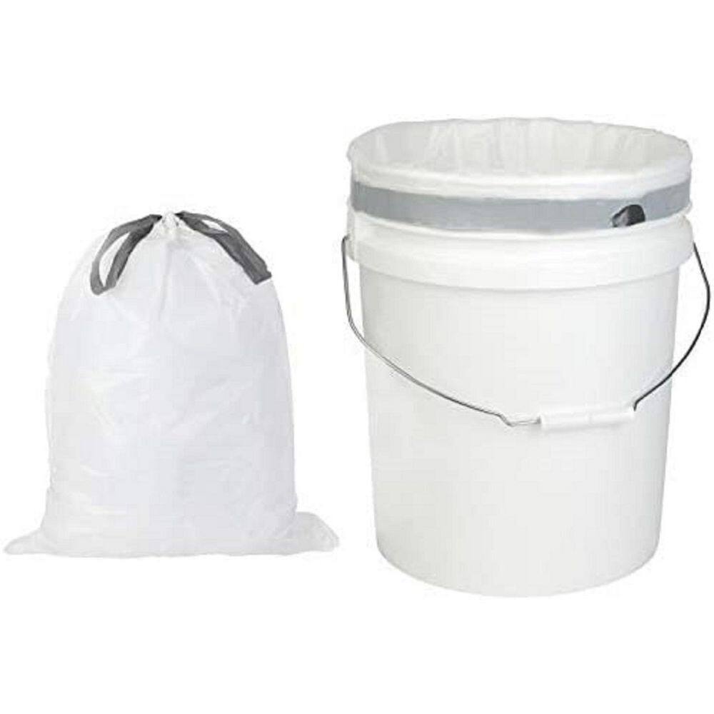 Plasticplace 5 Gal. White Drawstring Trash Bags (Case of 100 Bags) D05091WH