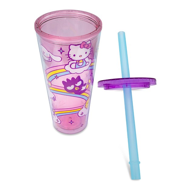 Silver Buffalo Sanrio Hello Kitty And Friends Carnival Cup With Lid And Straw Holds 24 Ounces