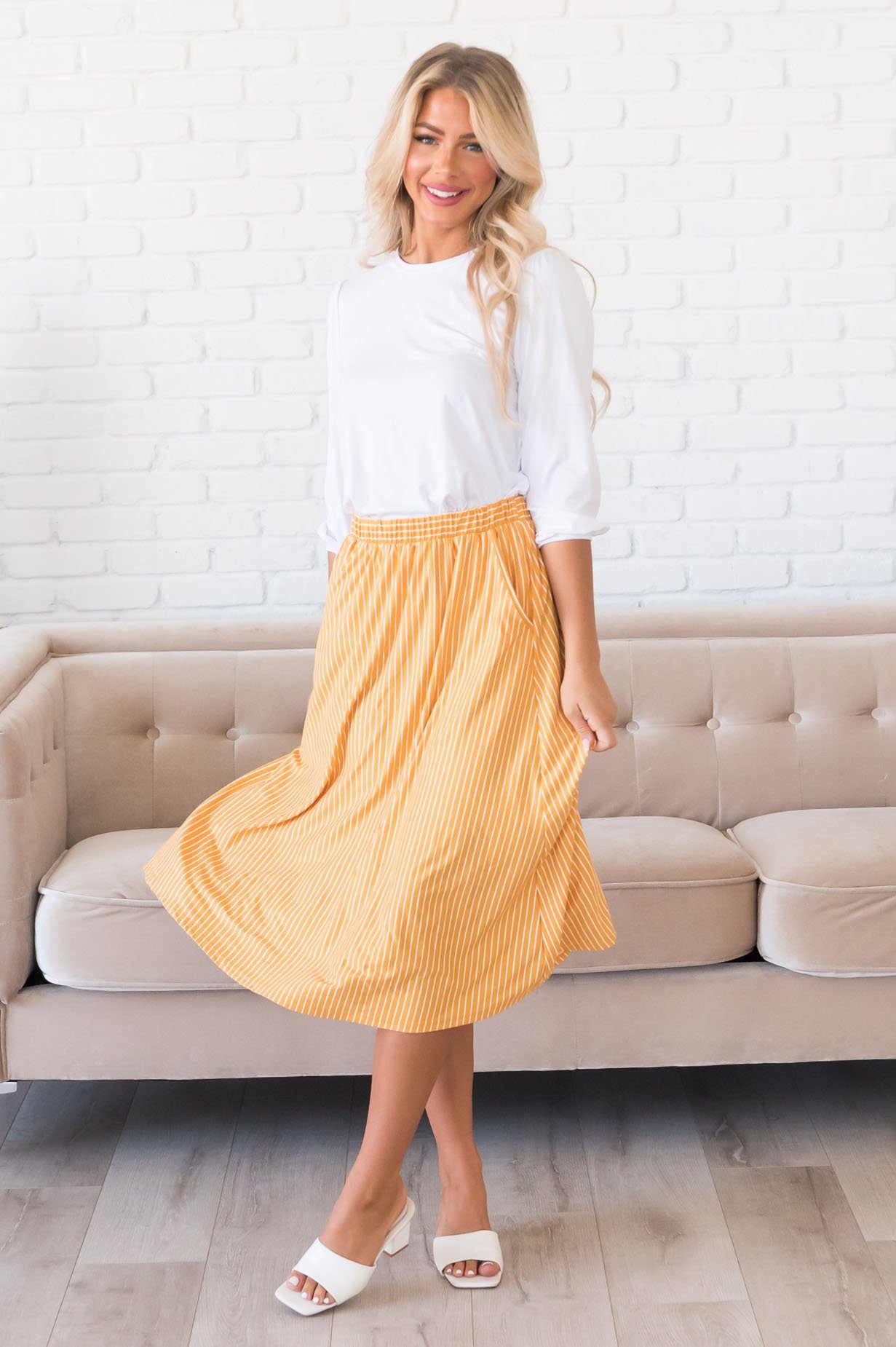 Stay Casual Striped Modest Skirt