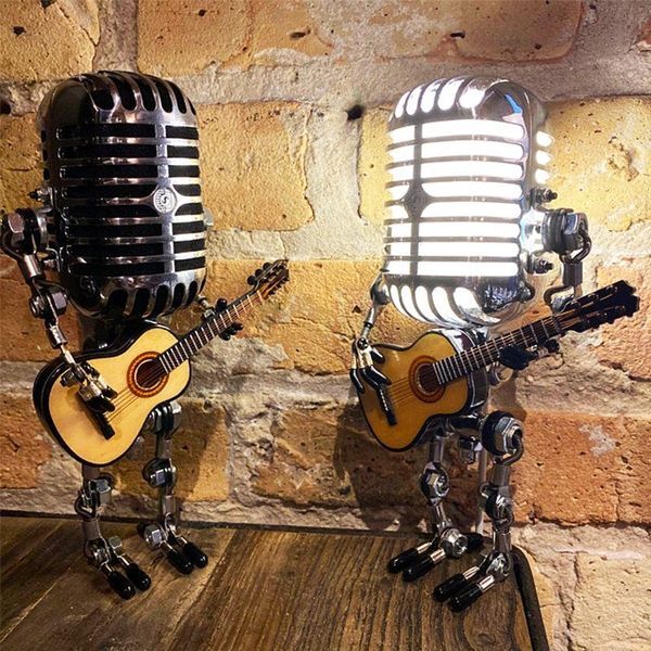 🔥  49% OFF🎁Vintage Metal Microphone Robot Desk Lamp🎸