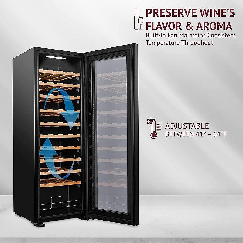 44-Bottle Wine Cooler， Freestanding Wine Fridge with Lock