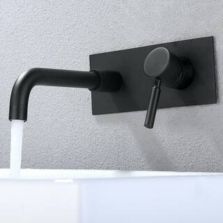 WELLFOR Single-Handle Wall Mounted Faucet with Cover Plate in Matte Black WB-H#RB022YB