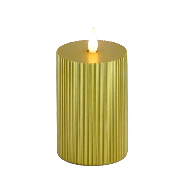 Hgtv Home Collection Georgetown Real Motion Flameless Candle With Remote Gold With Warm White Led Lights Battery Powered 9 In