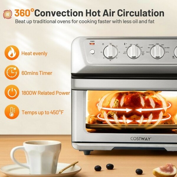 21.5 Quart 1800W Air Fryer Toaster Countertop Convection Oven with Recipe - 16