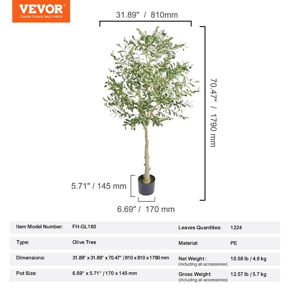 VEVOR Artificial Olive Tree  5/6 FT Tall Faux Plant for Home Office Warehouse Decor Indoor Outdoor
