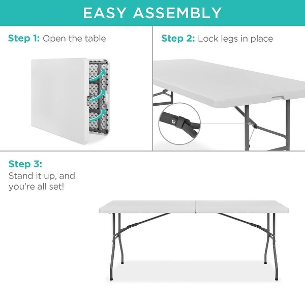 Portable Folding Plastic Dining Table w/ Handle，Lock