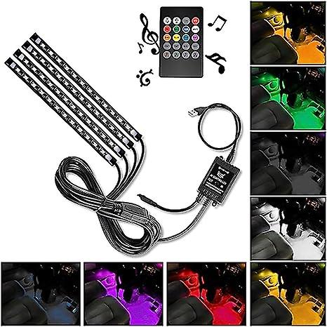 Car Led Ambient Light Modified Car App Ambient Light Car Mobile Phone Bluetooth Decorative Light (72 Lights)