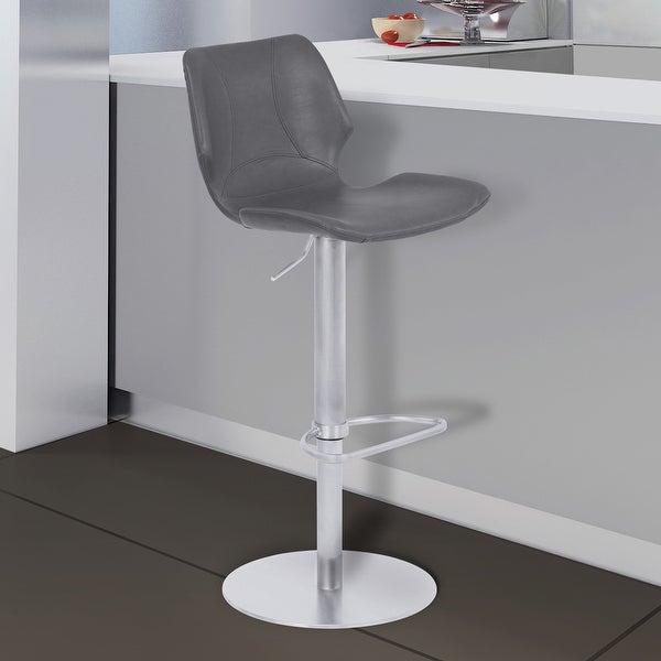 Armen Living Zuma Faux-leather Adjustable Swivel Barstool with Metal Base