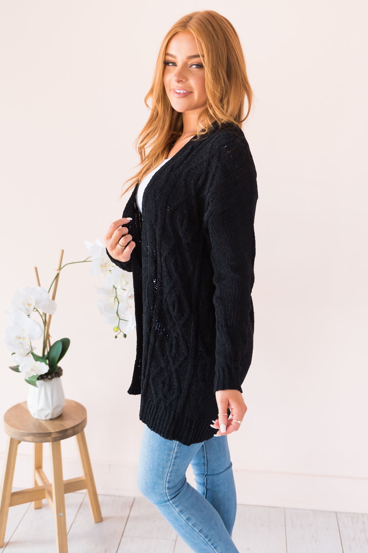 Warms My Heart Modest Chenille Cardigan