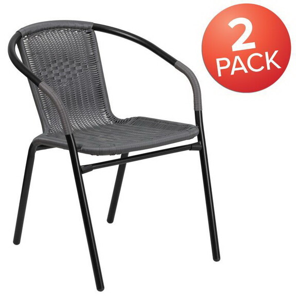 Lila 2 Pack Gray Rattan Indoor Outdoor Restaurant ...