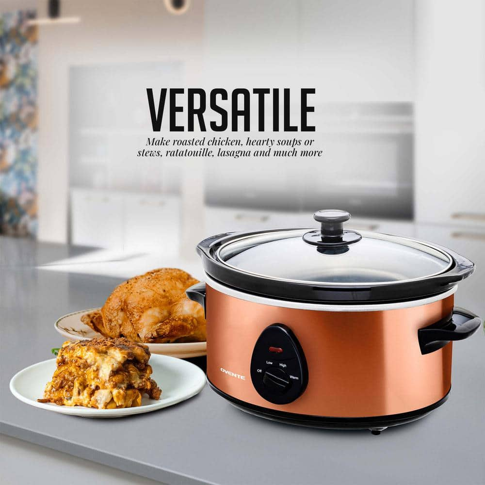 OVENTE SLO35ACO1 3.7 qt. Copper Electric Slow Cooker with 3 Temperature Settings SLO35ACO1