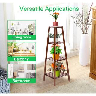 VIVOSUN 47.2in. Tall IndoorOutdoor Bamboo Wood Multifunctional Plant Stand (4-tiered) wal-PS021-4J