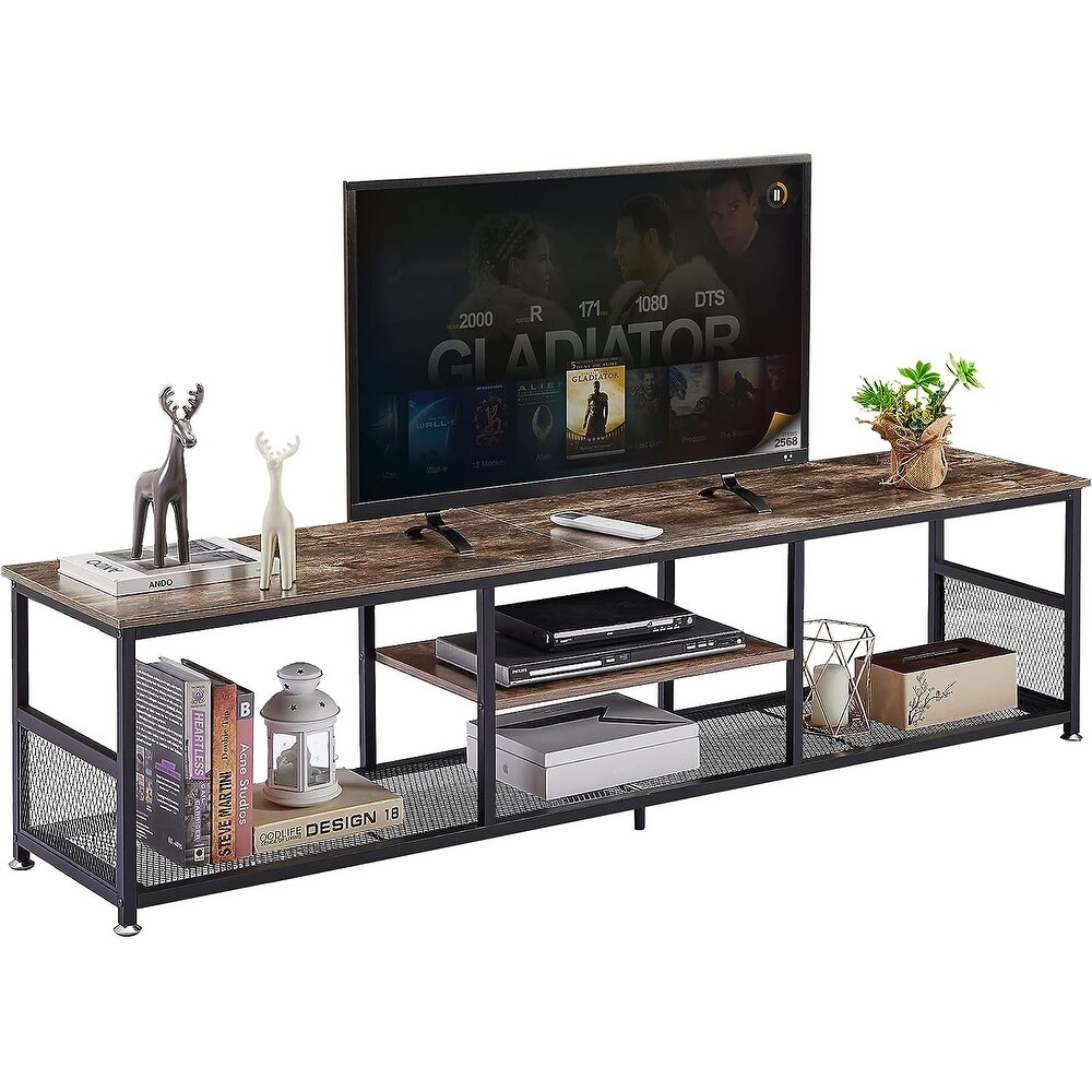 VECELO  Mid century Coffee Table TV Stands with Storage Shelf   End Table 39 Inch/55 Inch/62 Inch/70 Inch