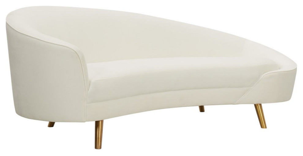 Cleopatra Velvet Sofa Velvet Cream   Midcentury   Sofas   by Old Bones Co.  Studios  Houzz