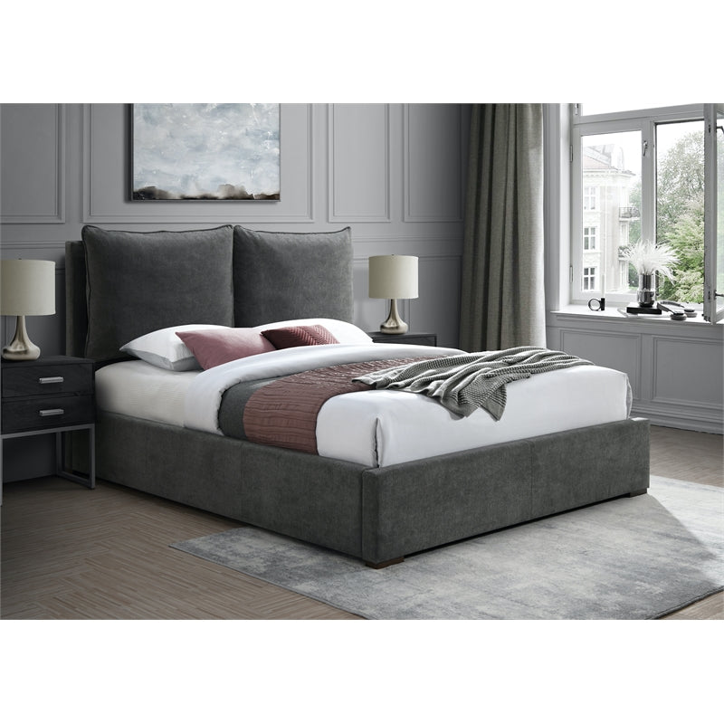 Meridian Furniture Misha Pepper Black Polyester Fabric Queen Bed