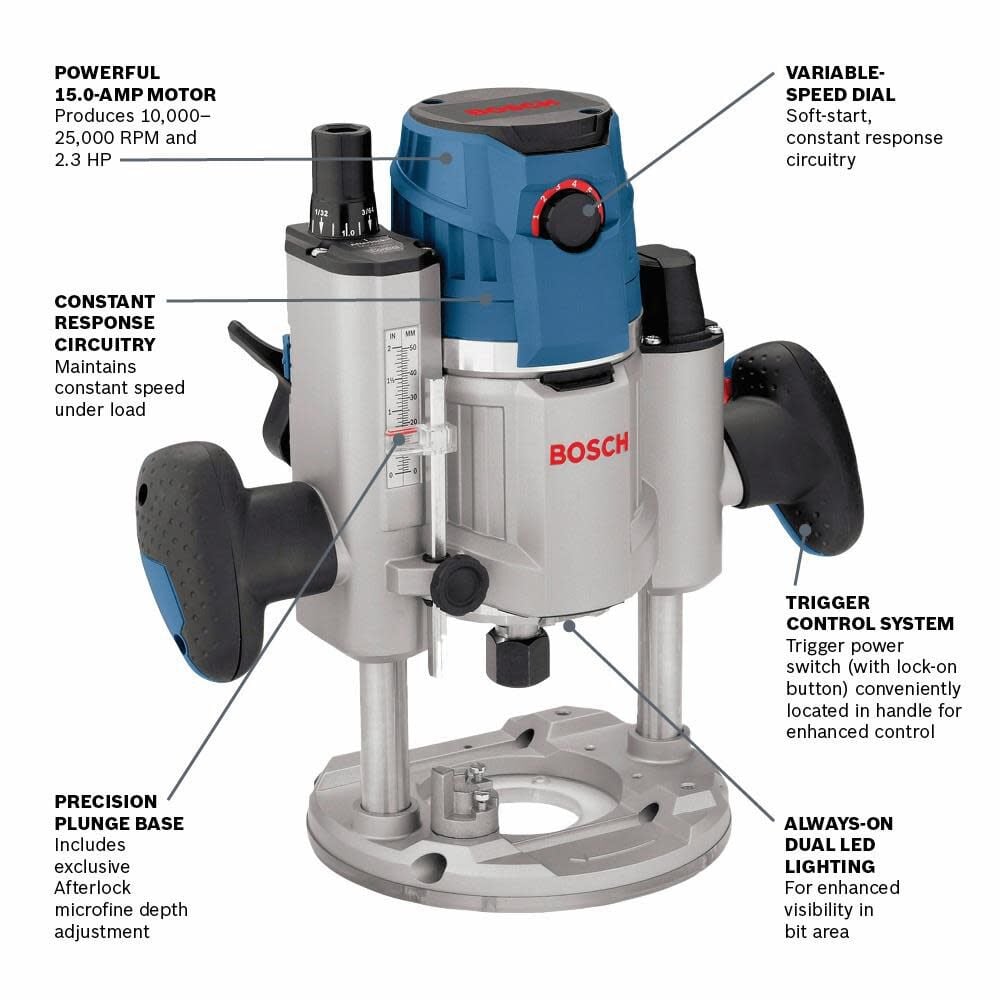 Bosch 2.3 HP Electronic Plunge-Base Router MRP23EVS from Bosch