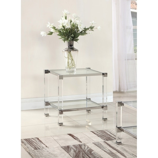 Best Master Furniture Glass with Acrylic End Table