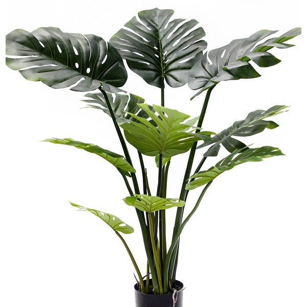 Artificial Split Leaf Philodendron Monstera Plant in Black Pot