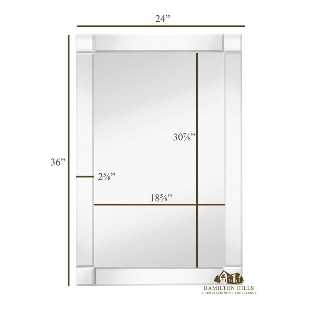 Large Squared Corner Beveled Mirror on Mirror Frame