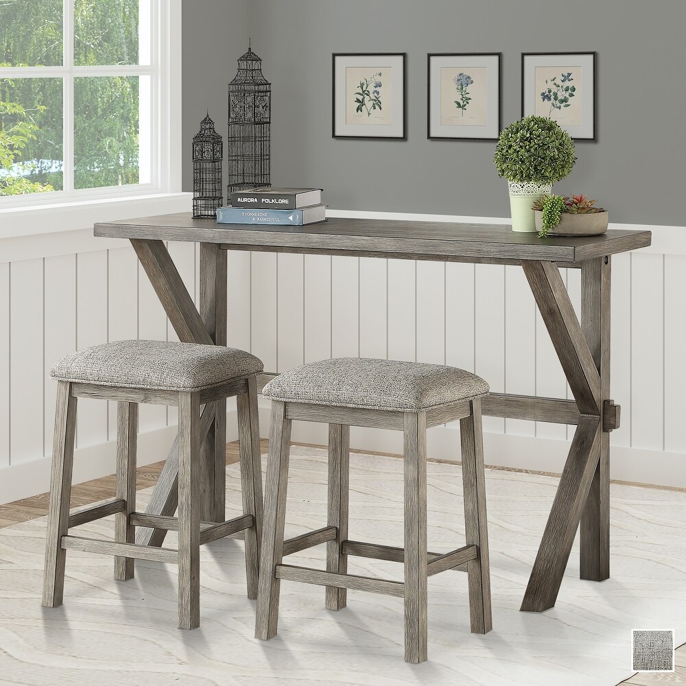 Summerdale Grey Wood Counter Height 3 piece Dining Set