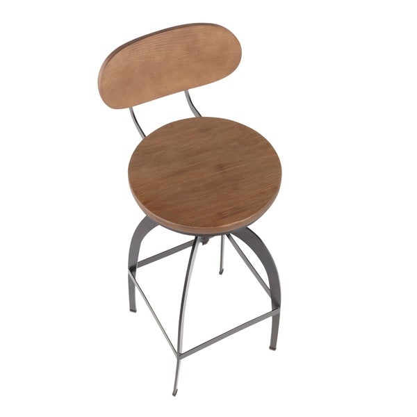 Carbon Loft Goddard Industrial Metal and Wood Mid-back Bar Stool