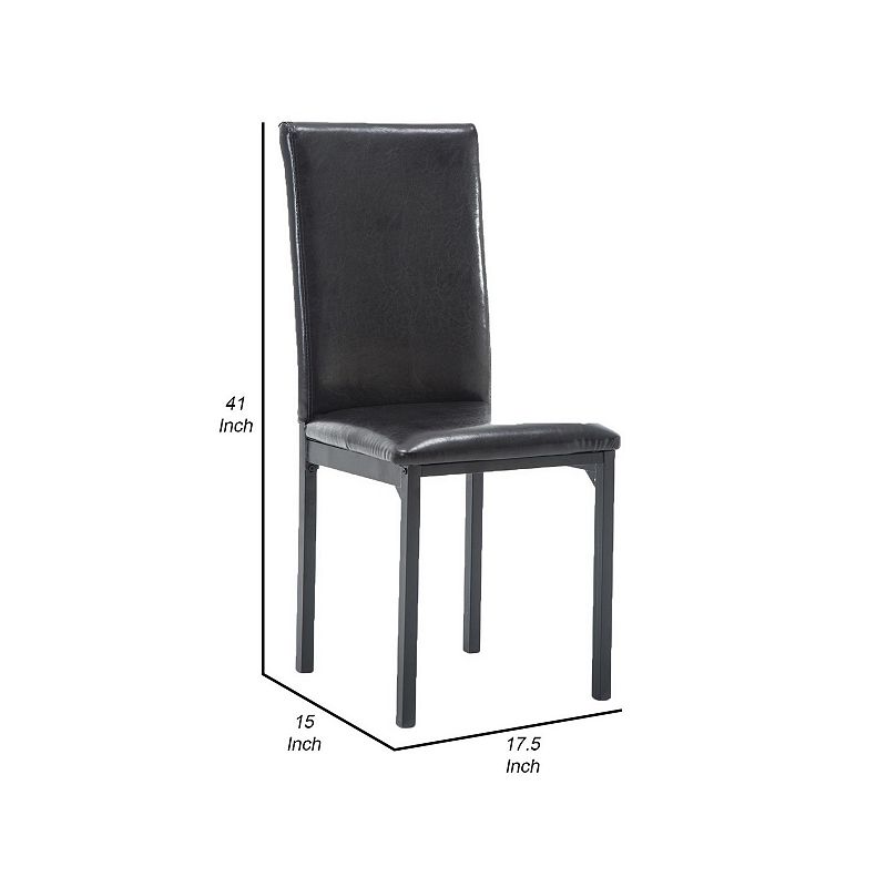 Leatherette Elongated Back Dining Chair， Set of 4， Black