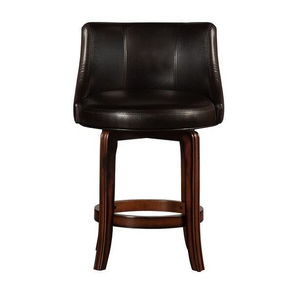 Napa Valley Wood Counter Height Swivel Stool， Dark Brown Cherry with Dark Brown Faux Leather