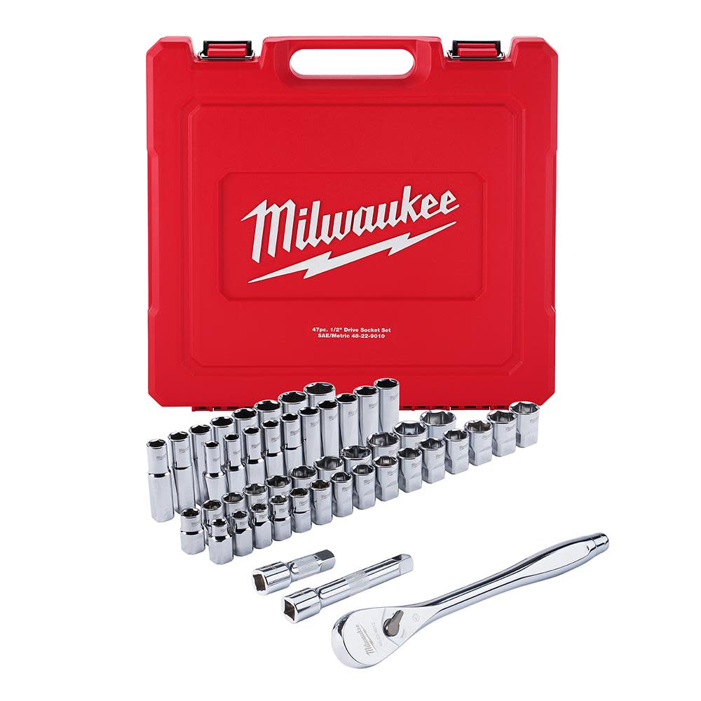 MW 47 pc. 1/2 in. Socket Wrench Set (SAE and Metric) 48-22-9010 from MW